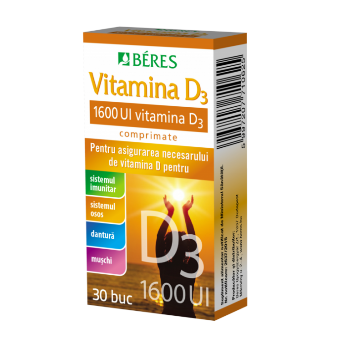 Vitamina D3 1600 UI, 30 cpr, Beres