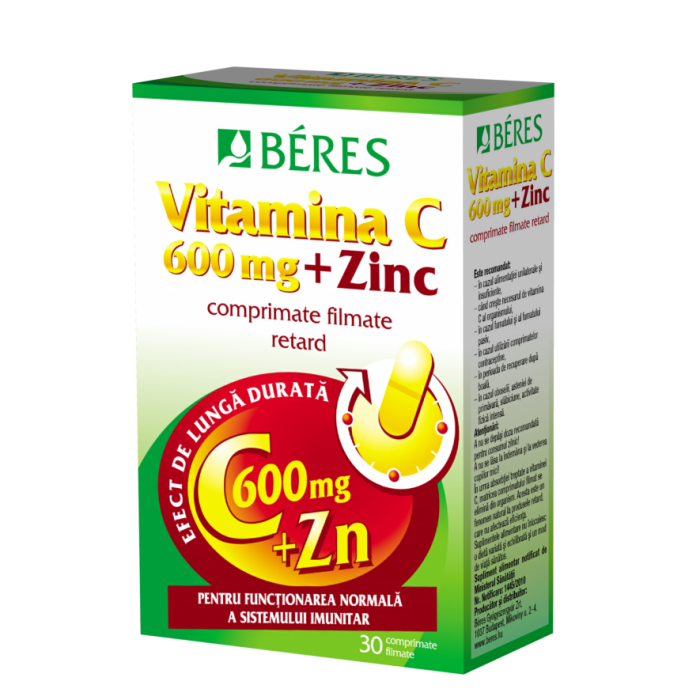 Vitamina C 600Mg Cu Zn , 30 Cpr, Beres