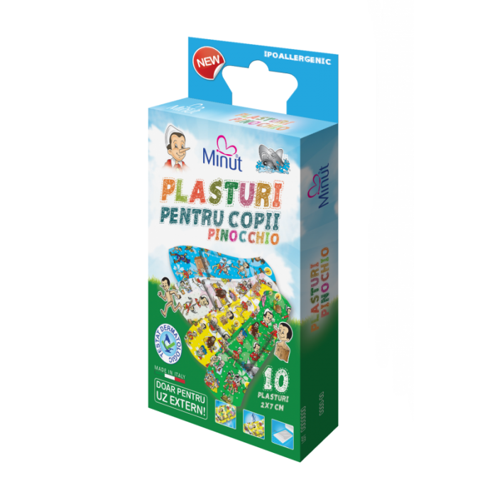 Plasturi pentru copii, 2x7 cm, 10 buc, Minut