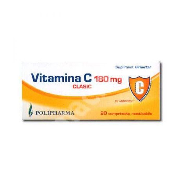 Vitamina C Clasic 180 mg, 20 comprimate masticabile, Polipharma