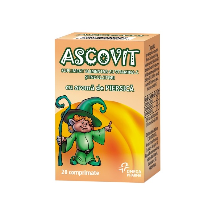 Ascovit 100mg piersica, 20 cpr, Omega Pharma