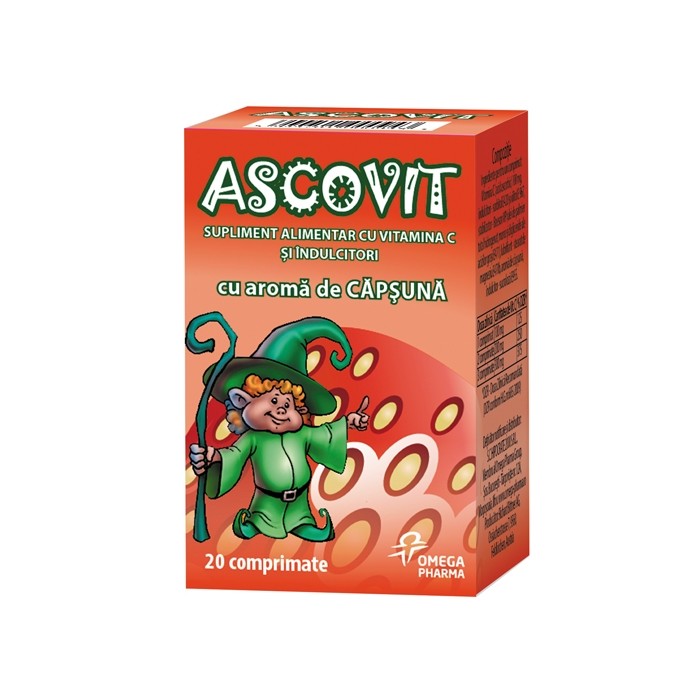 Ascovit 100mg capsuni, 20 cpr, Omega Pharma