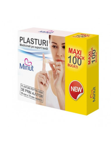 Plasturi pentru rani 6x10 cm,100 bucati, Minut