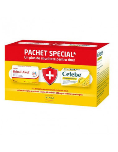 Pachet promotional Idelyn urinal akut, 10 tablete + Cetebe vitamina C 500mg, 30 capsule, Walmark