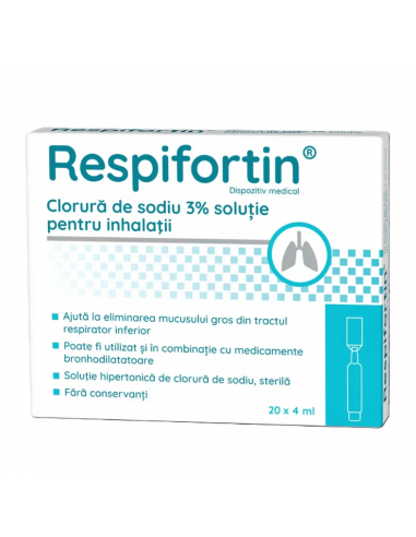 Respifortin Clorura de sodiu 3% solutie pentru inhalatii, 20 fiole x 4 ml, ZDROVIT