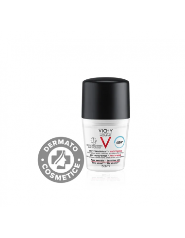 Vichy homme deodorant roll-on pentru barbati cu efect anti-urme 48H, 50 ml, La Roche-Posay Laborat France