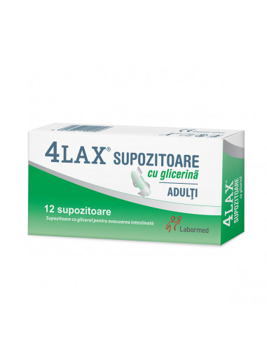 Supozitoare cu glicerina pentru adulti 4LAX, 12 supozitoare, Labormed Pharma Trading