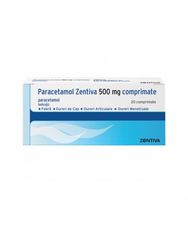 Paracetamol 500mg, 20 comprimate, Zentiva Sa (Romania)