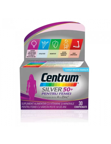 Centrum Silver 50+ pentru femei, 60 comprimate, GLAXOSMITHKLINE ANGLIA