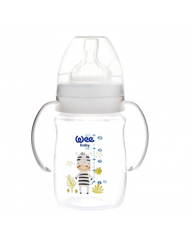 Biberon din PP 150 ml cu manere, model Safari si tetina din silicon ANTI-COLIC nr. 1 - cod 483, Wee baby