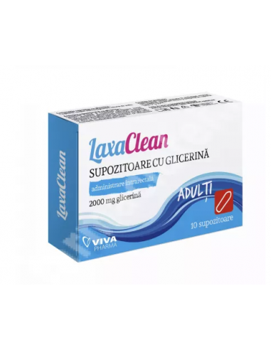 Laxaclean supozitoare cu glicerina 2000mg adulti,10 supozitoare, VITALIA SA PLOIESTI