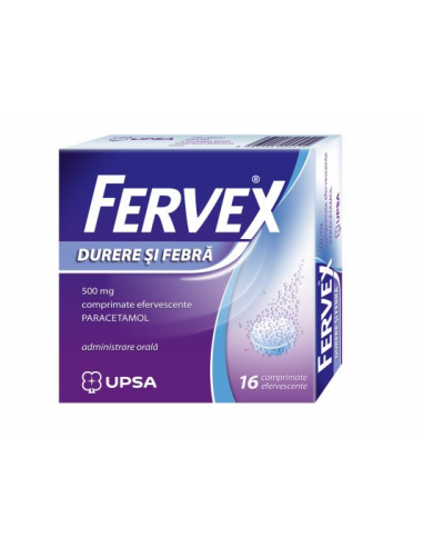 Fervex durere si febra 500mg, 16 comprimate efervescente, UPSA