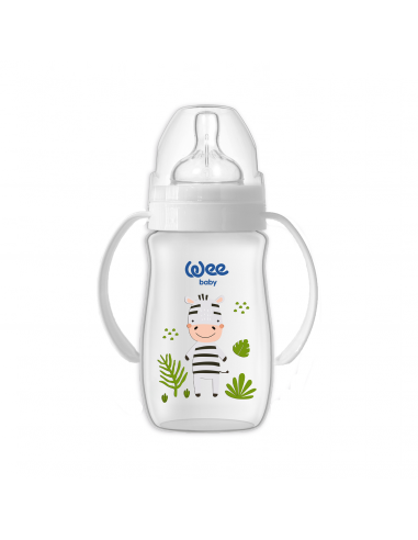 Biberon din PP 250 ml cu manere, model Safari si tetina din silicon ANTI-COLIC nr. 1 - cod 484, Wee baby