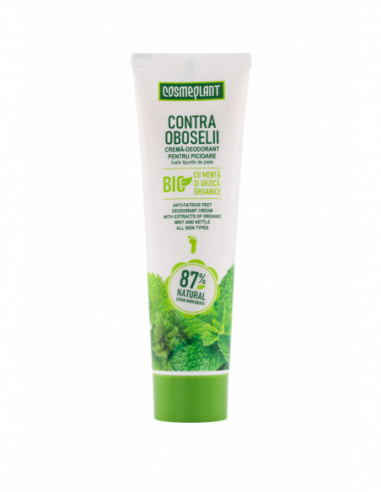 Cosmeplant crema-deodorant pentru picioare contra oboselii cu menta si urzica, 100 ml, Viorica Cosmetics