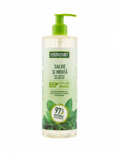 Cosmeplant gel de dus racoritor cu salvie si menta, 500 ml, Viorica Cosmetics