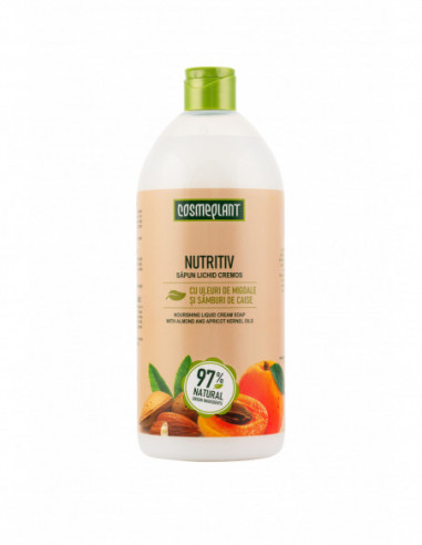 Cosmeplant sapun lichid cremos nutritiv cu uleiuri de migdale si caise, 1000 ml, Viorica Cosmetics