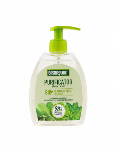 Cosmeplant sapun lichid purificator cu salvie si menta, 400 ml, Viorica Cosmetics