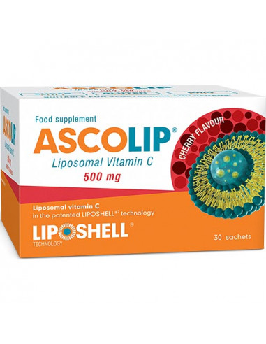 Ascolip lipozomal vit C 500mg cu aroma de cirese, 30 plicuri, Naturali Prod