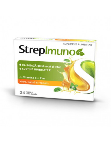 StrepImuno Miere, Catina si Propolis, 24 pastile, RECKITT BENCKISER HEALTHCARE