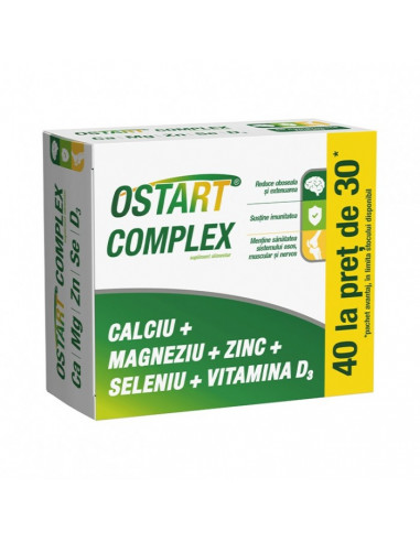 Ostart complex Ca+Mg+Zn+Se+D3 - 40 la pret de 30, 40 de comprimate filmate, FITERMAN PHARMA S.R.L. - ROMANIA