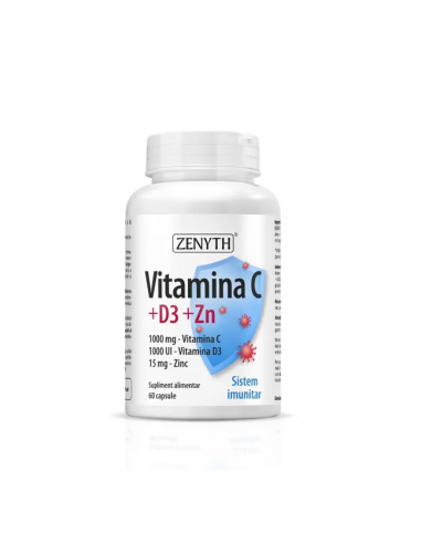 Vitamina C+D3+Zn, 60 capsule, ZENYTH PHARMACEUTICALS