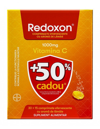 Redoxon vitamina C 1000mg lamaie, 30 comprimate efervescente +50% cadou, BAYER AG GERMANIA