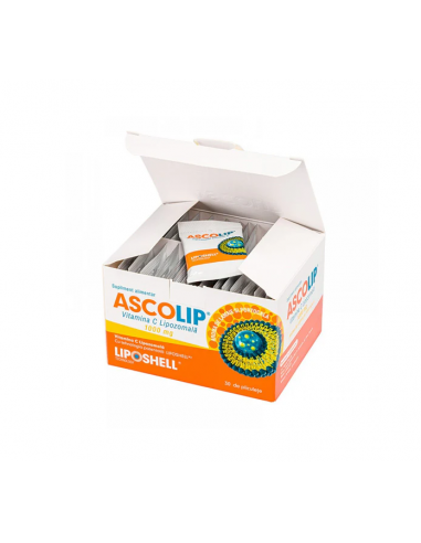 Ascolip lipozomal vit C 1000mg portocale, 30 plicuri, Naturali Prod