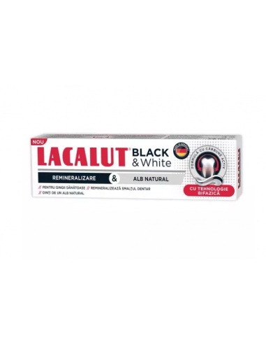 Lacalut black&white pasta dinti, 75ml, Zdrovit