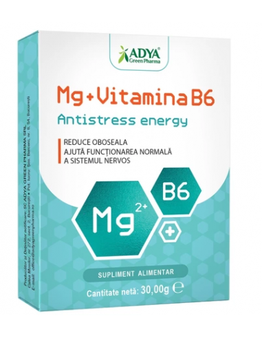 Antistress energy Mg + Vitamina B6, 30 comprimate, ADYA GREEN PHARMA