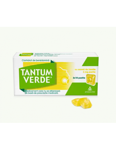 Tantum verde cu lamaie, 20 pastile, ANGELINI PHARMA