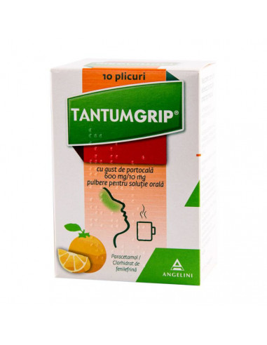 Tantumgrip portocala 600mg/10mg, 10plicuri, ANGELINI PHARMA