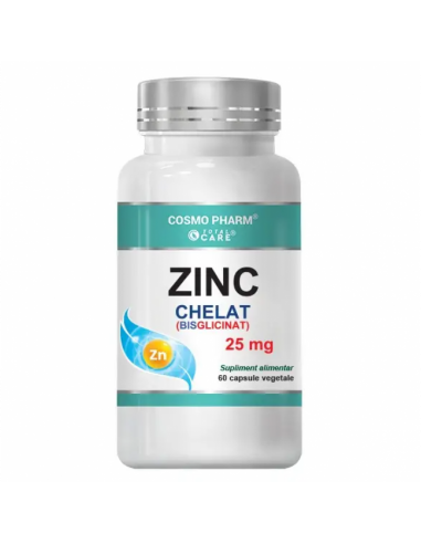 Zinc chelat (bisglicinat) 25 mg, 60 capsule, COSMO PHARM INC. S.U.A.