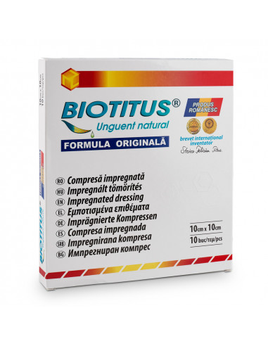 Biotitus compresa impregnata formula originala 10x10cm, 10bucati, TIAMIS MEDICAL