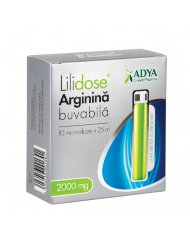 Lilidose arginina buvabila 2g, 25 ml x 10 monodoze, ADYA GREEN PHARMA