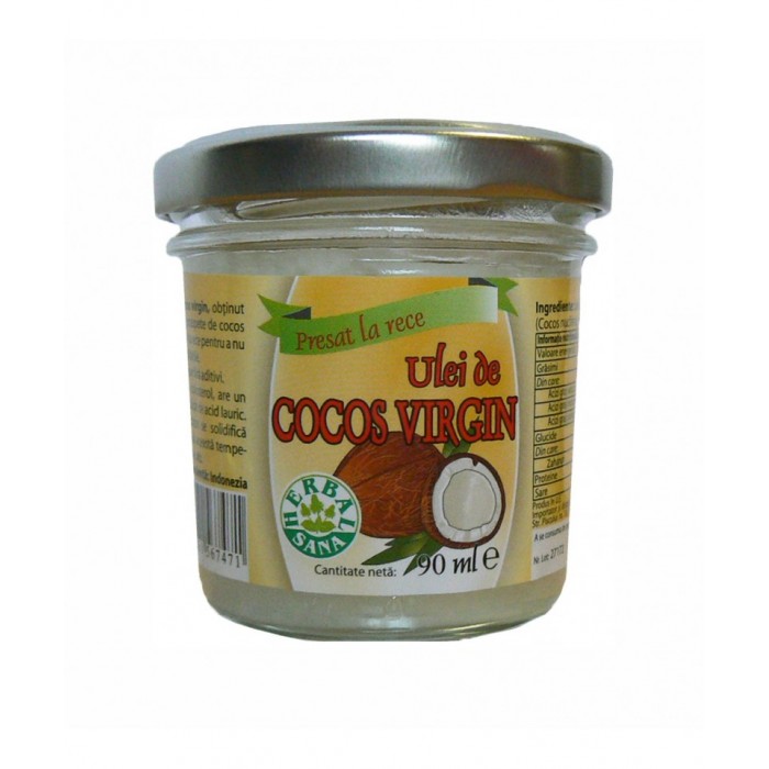 Ulei de cocos presat la rece, 90 ml, Herbavit