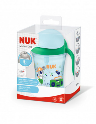 Cana cu pai Motion verde, 230ml, NUK BABY PRODUCT GmbH