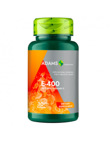 Vitamina E-400 UI naturala, 30 capsule, Adams