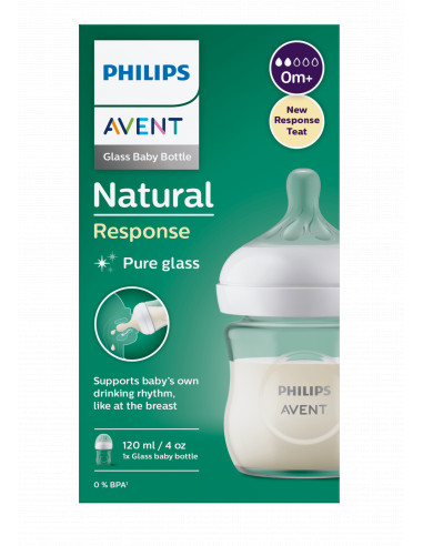 Biberon natural sticla 0m+ x 120ml, Philips Avent