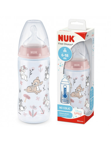 Biberon FC+ Disney Bambi cu tetina din silicon 6-18 luni, 300ml, NUK BABY PRODUCT GmbH