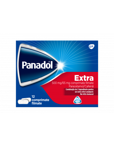 Panadol extra, 12 comprimate filmate, Glaxosmithkline Anglia