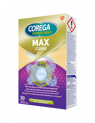 Corega tabs Max Clean, 30 tablete, GLAXOSMITHKLINE ANGLIA