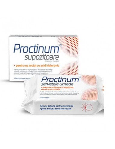 Proctinum set (supozitoare x10buc  servetele umede x72buc cadou)