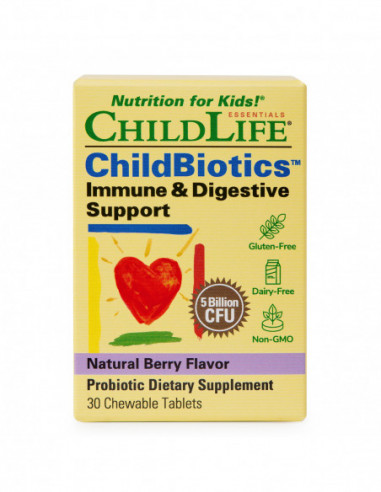 ChildBiotics Immune Digestive Support, Childlife Essentials, 30 tablete masticabile, Secom