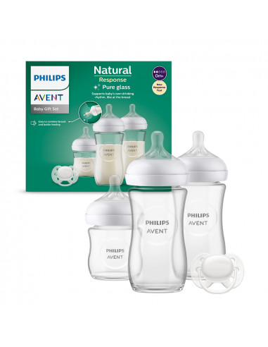 Set 3 biberoane natural din sticla, 0 luni+ , Philips Avent