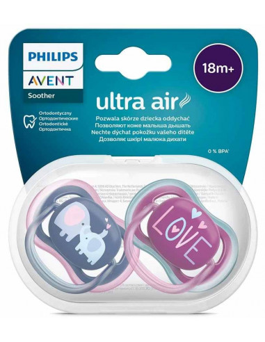 Set 2 suzete ultra air love, 18 luni+, Philips Avent