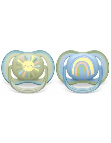 Set 2 suzete ultra air sun/rainbow, 0-6 luni, Philips Avent