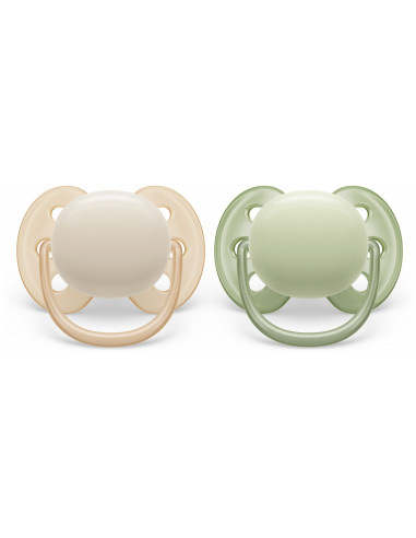 Set 2 suzete ultra soft galben/verde, 0-6 luni, Philips Avent