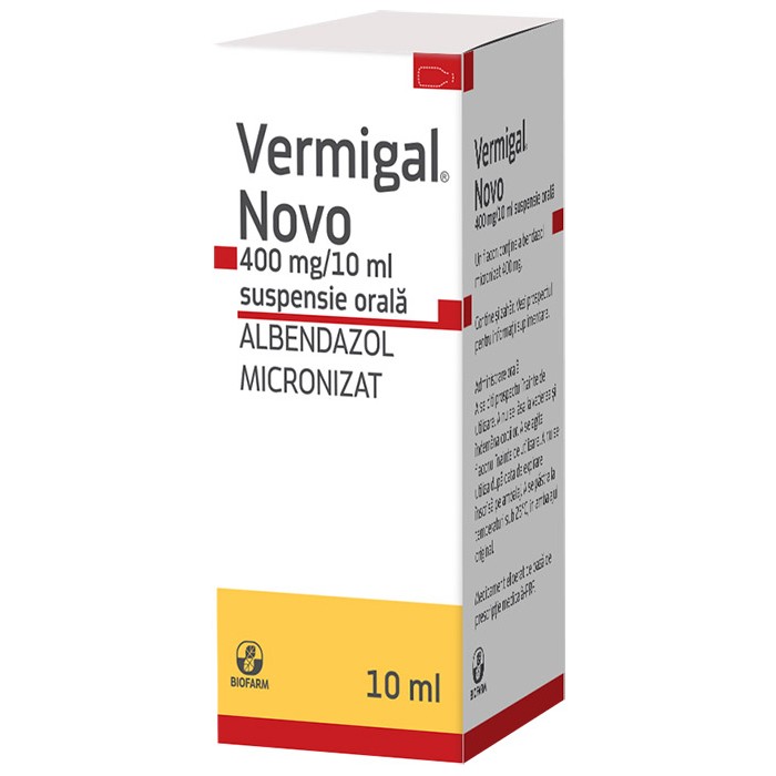 Vermigal Novo 400mg/10ml susp.orala x1fl, Biofarm Sa Romania