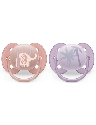 Set 2 suzete ultra soft jungle, 0-6 luni, Philips Avent