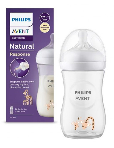 Biberon natural girafa, 1 luna+, 260ml, Philips Avent